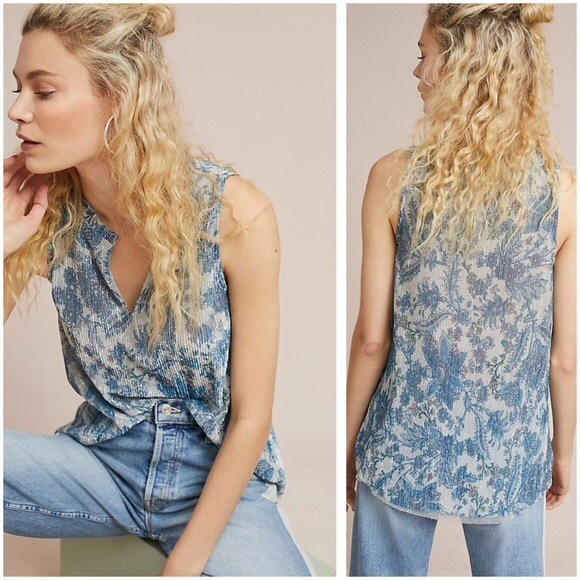 Anthropologie Tops - ANTHRO Vanessa Virginia Metallic Floral Top